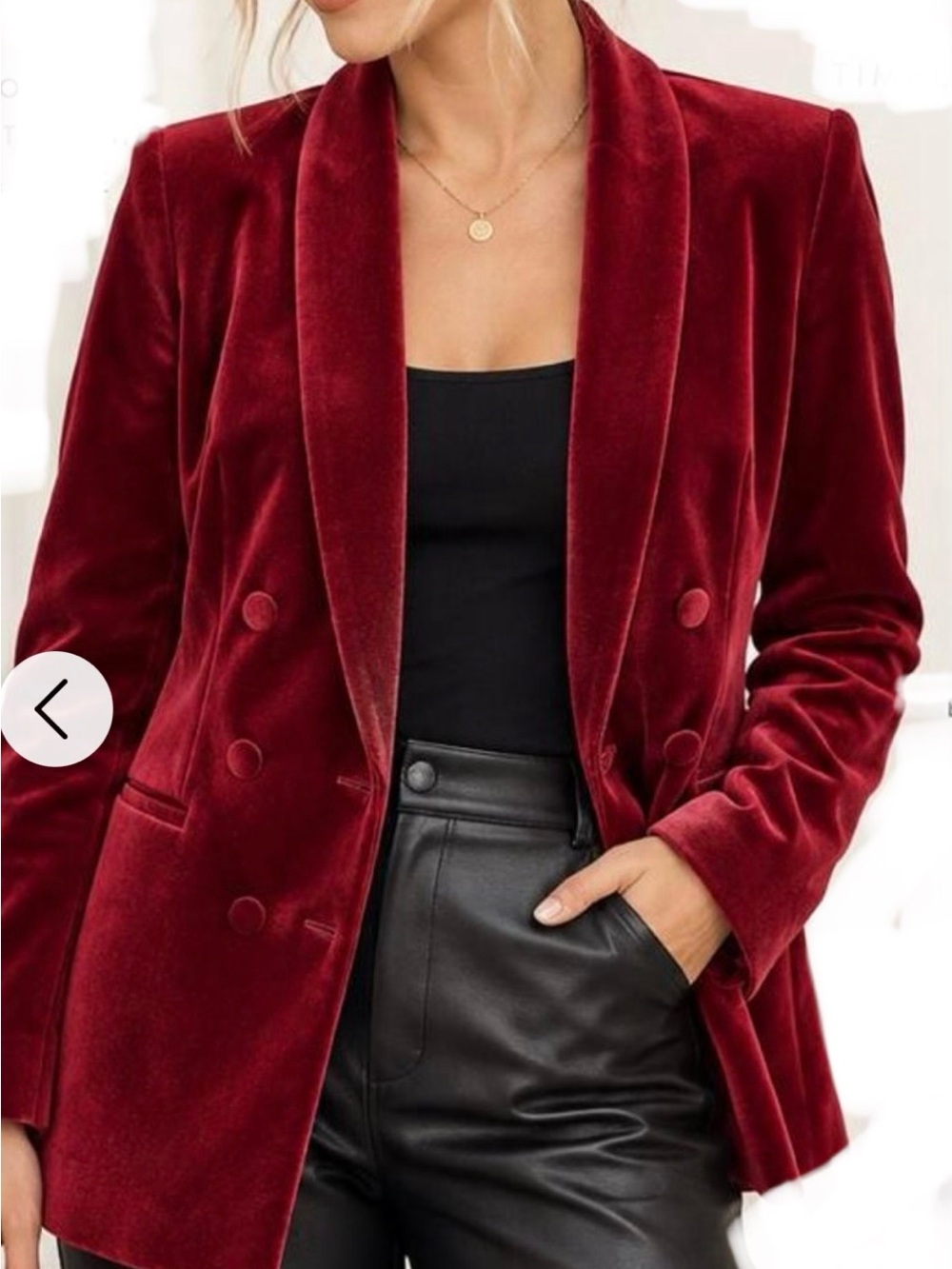 Express Wine Red Velvet Double-Breasted Blazer